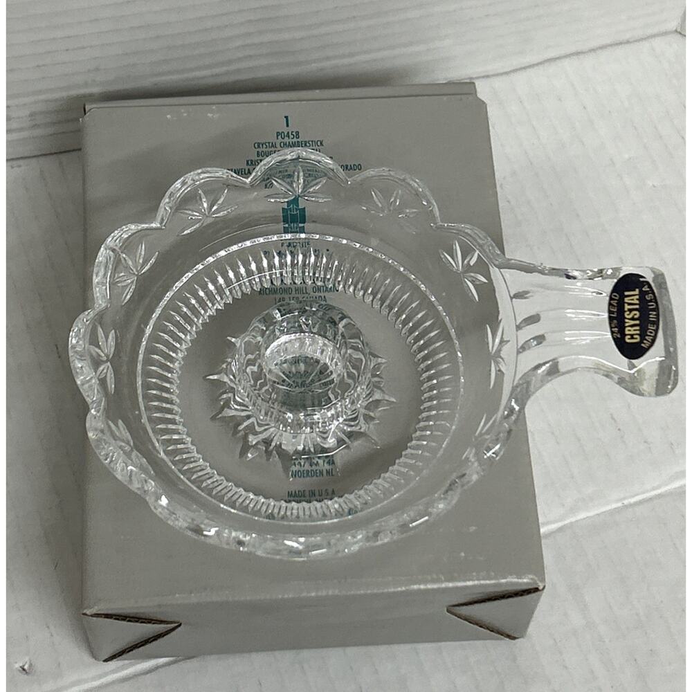 Vintage Retired Partylite P0458 Crystal Chamberstick Candleholder NEW NOS